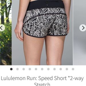 lululemon athletica Women's Black and White Speed Short
